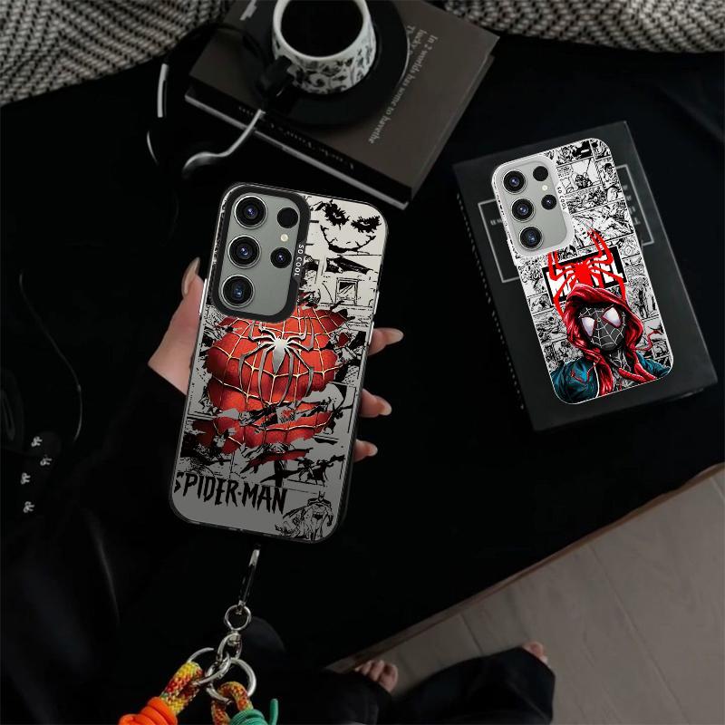 Vỏ Màu IMD Màu Trắng Trơn Mờ Cho Samsung Galaxy S20 S21 S22 S23 S24 S25 S26 Ultra Marvel 's Spider-M