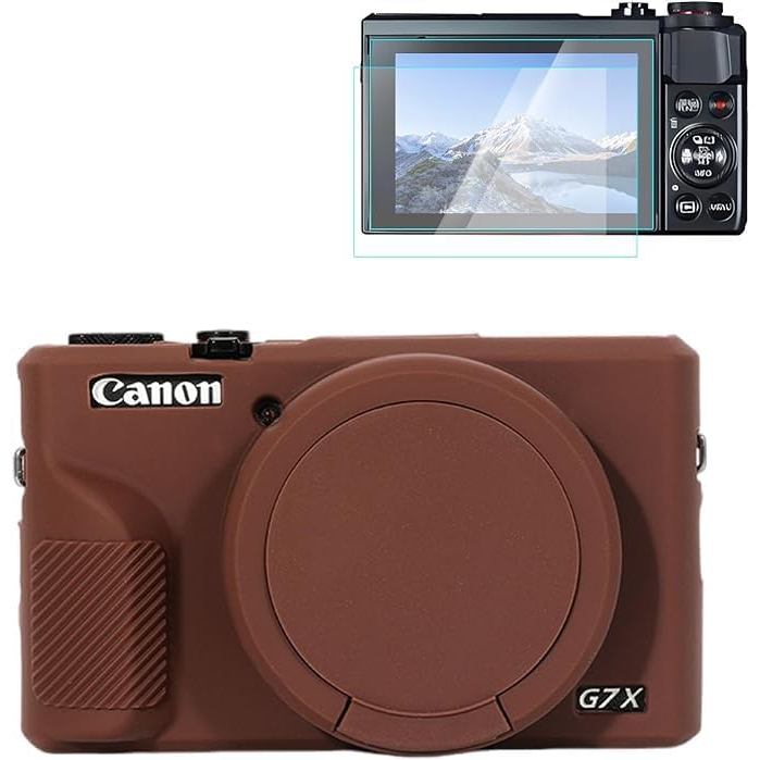 Ốp Silicon Rieibi Cho Ốp Lưng Canon G7X Mark III, Phụ Kiện G7X Mark III Với 2 Miếng Bảo Vệ sren, Vỏ 