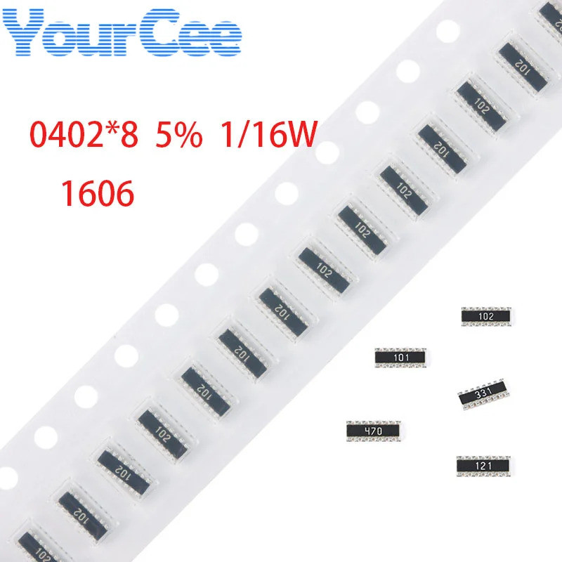 100 chiếc 1606 0402 * 8 Điện trở mạng SMD Array 0 ~ 100K 0 10 22 33 47 100 120 220 330 470 1K 2.2K 3
