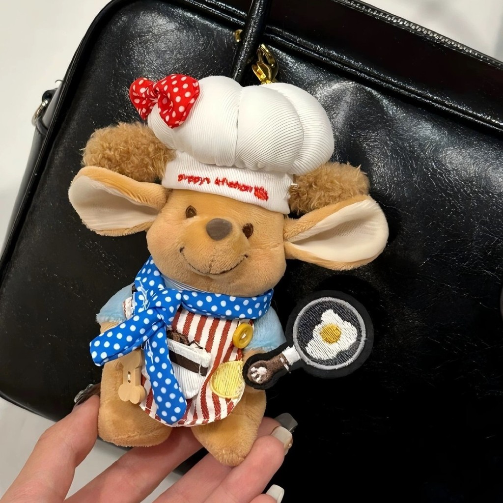 Chef Kangaroo Adzuki Beans Keychain Cartoon Plush Doll Hanger Bag Decoration Cute Girl Heart Girlfri