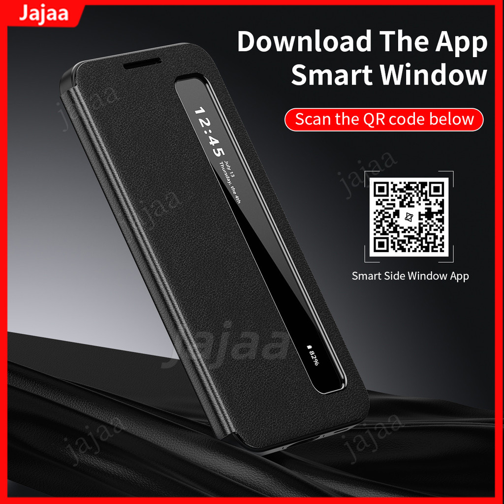 Ốp Gương Lật Smart View Cho Samsung Galaxy S25 Ultra S26 S25 Edge S24 FE S23 + S22 Plus 5G Clear Vie