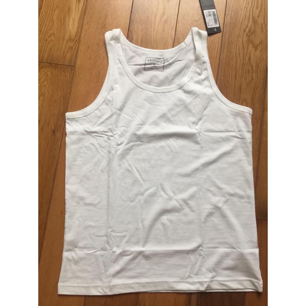 Áo ba lỗ trắng Aristino AC21 cotton 100% mặc nhà, trong sơ mi