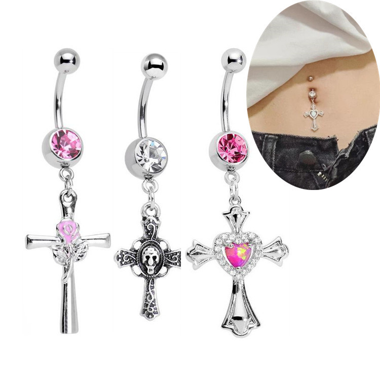 Vòng đeo bụng chữ thập style Gothic