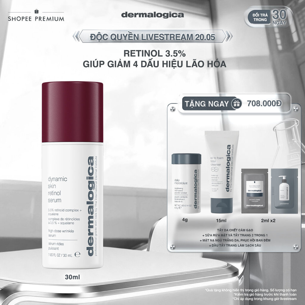Hannah x Dermalogica - Huyết thanh cải thiện lão hoá Retinol 3,5% Dermalogica Dynamic Skin Retinol S