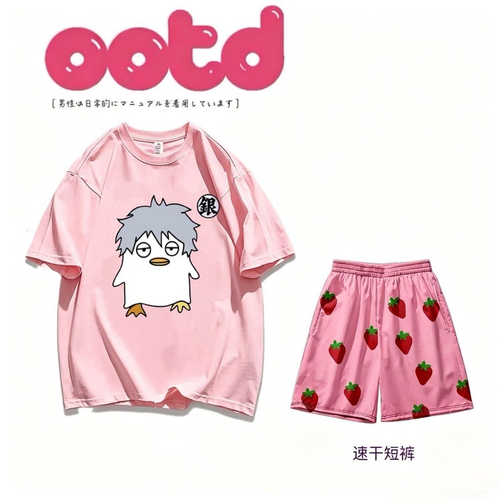 Gintama Dâu Béo Thời Sakata Gintama Okita Sogo Elizabeth In Hình Áo Thun Ngắn Tay Nam Nữ cos Quần Áo