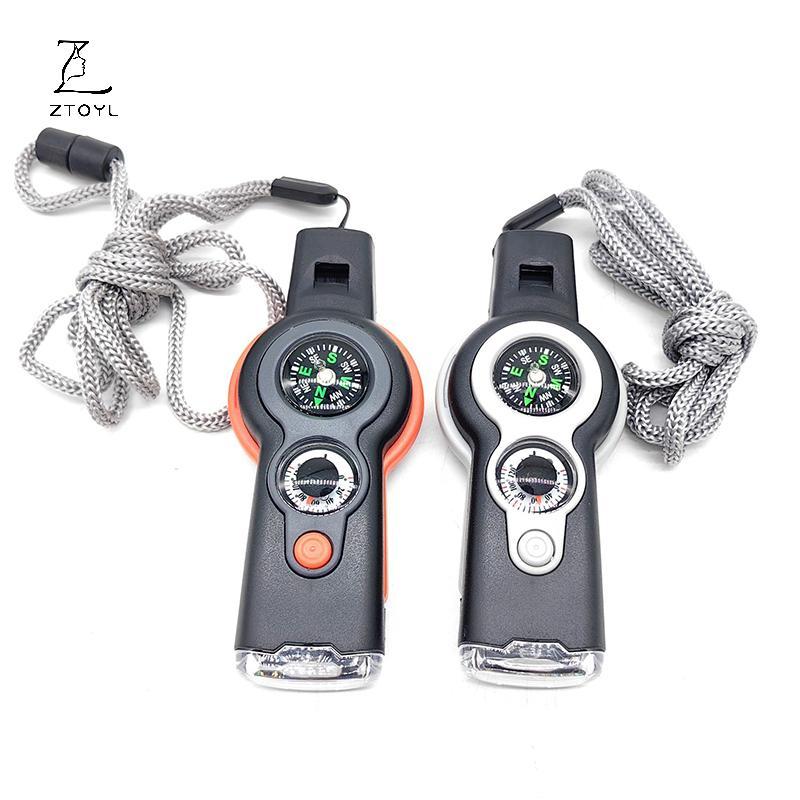 Ztoyl Ngoài Trời Mới 7 Trong 1 Đa Năng 7 Trong 1 Còi Sinh Tồn Có Đèn LED, Nhiệt Kế Andpass IR