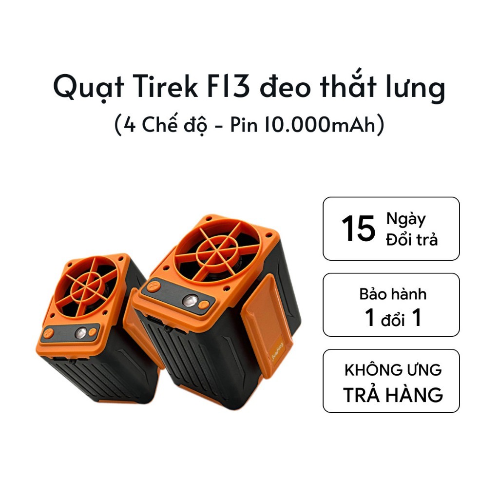 Quạt Mini Đeo Thắt Lưng Tirek F13 - Quạt Làm Mát Lưng. Chạy Liên Tục 12-48h. Dung Lượng Chuẩn 10000m