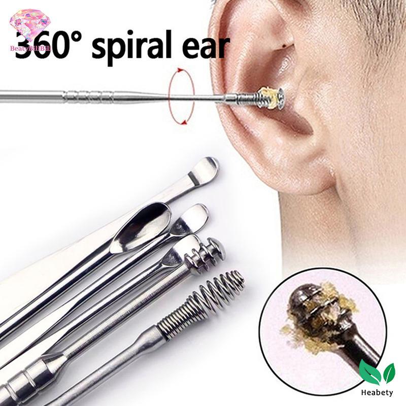 Heabety Ear Wax Piers Cleaner Thép không gỉ Earpi Wax Remover Curette Care Ear Pi Cleaner Ear Cleane