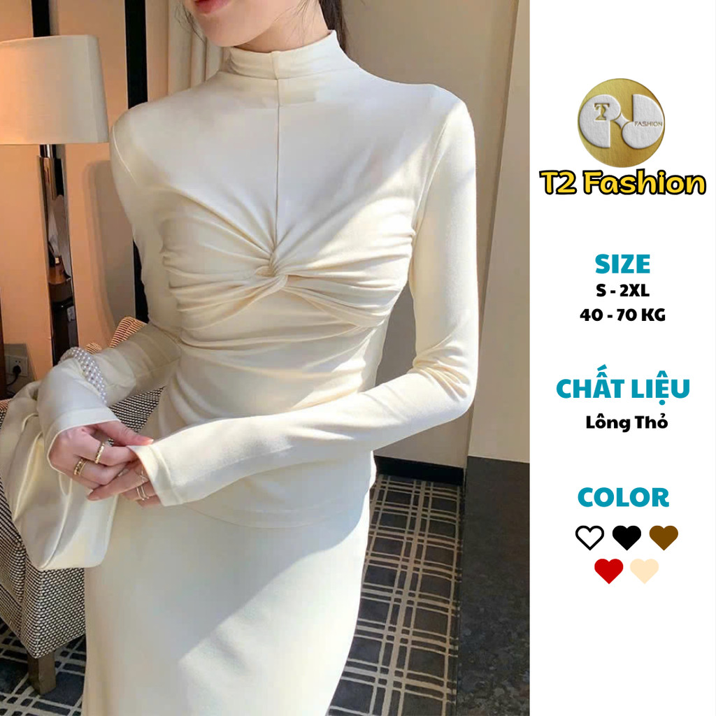 T501 (DEAL TẾT) Áo Giữ Nhiệt Lông Thỏ Thiết Kế Xoắn Phong Cách Hàn Quốc - T2 Fashion