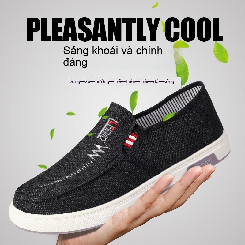 🇻🇳 Giày Thuyền Nam Vải Thoáng Khí Dễ Dàng Xỏ Chân Đế Bằng Thời Trang Tối Giản Phong Cách Thể Thao Hàng Có Sẵn"
