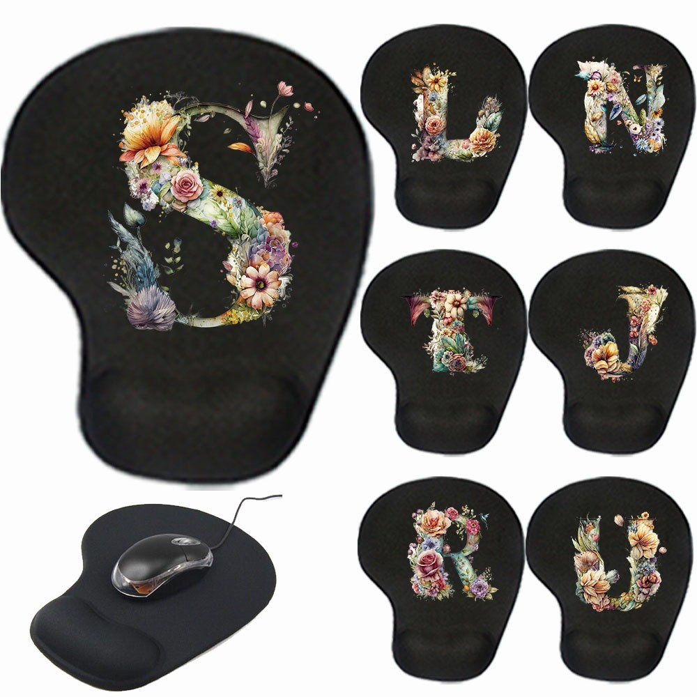Computer Game Mouse Pad Ergonomic Mousepad Wrist Pad Floral Letter Series  Mouse Mats for Office Acc