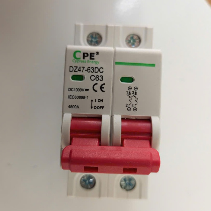 Aptomat DC Chính Hãng 63A | Dùng Cho Điện Mặt Trời & Pin Lưu Trữ