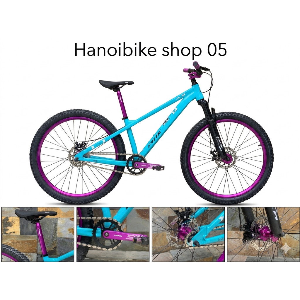 Xe MTB Dirt Jump PINK DS200 khung thép bánh 26 inchs