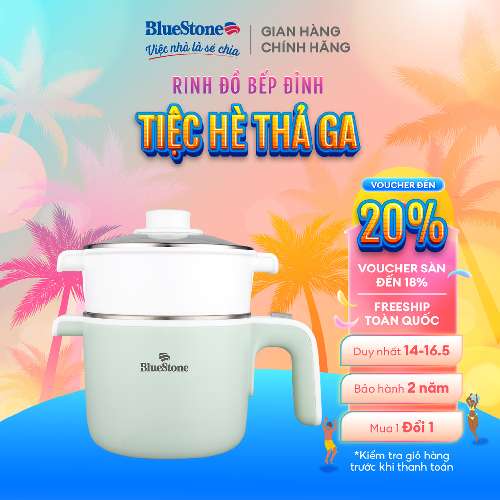 [LIVE] Nồi Điện Đa Năng BlueStone MPB-7233 - 600-720W - Lòng Nồi INOX 304 - BH 2 năm