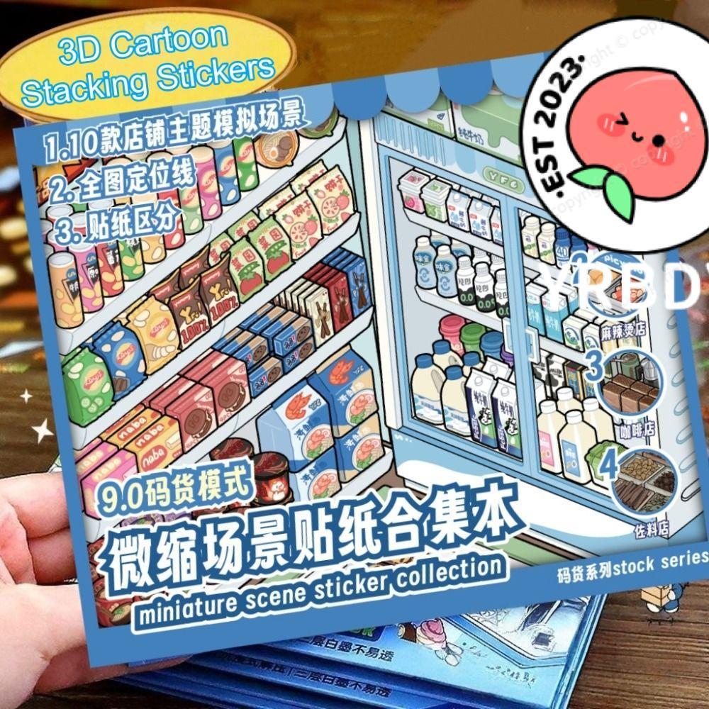 Nhãn dán cảnh cửa hàng YRBWDYZDH, Nhãn dán phong cảnh cỡ lớn dễ thương, 10 cảnh 33 tờ Nhãn dán thu n