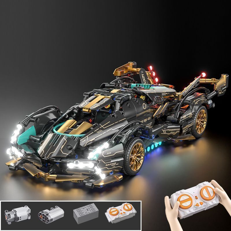 Lamborghini V12 Khối Xây Dựng Tương Thích Lego Đen Samurai Điều Khiển Từ Xa Đua Xe Thể Thao Xe Lắp R