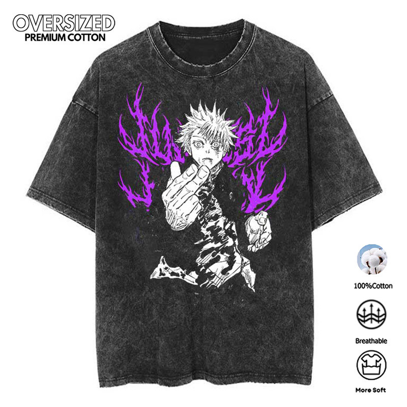 Hàng sẵn có Harajuku Street Man Tee Jujutsu Kaisen Gojo Satoru Case In Hình Áo nam, Cotton Washed Me