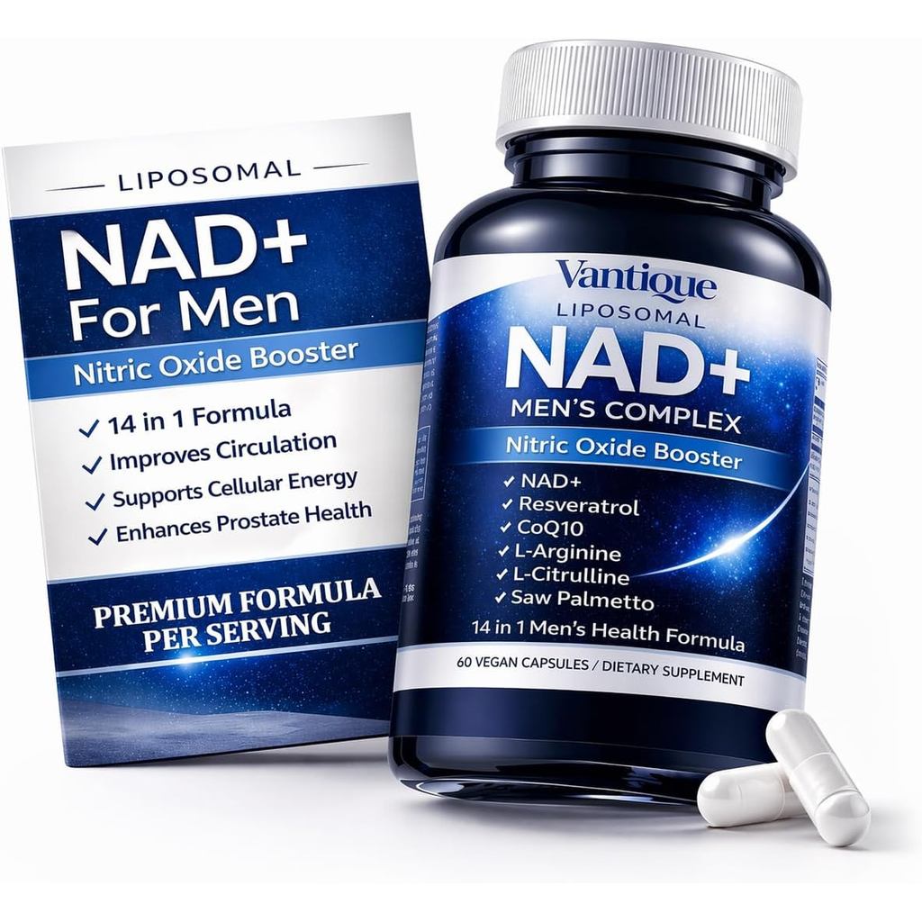 Boostiva NAD+ Supplements for Men, with Resveratrol, CoQ10, L Citrulline and Lycopene, Anti-Aging, S