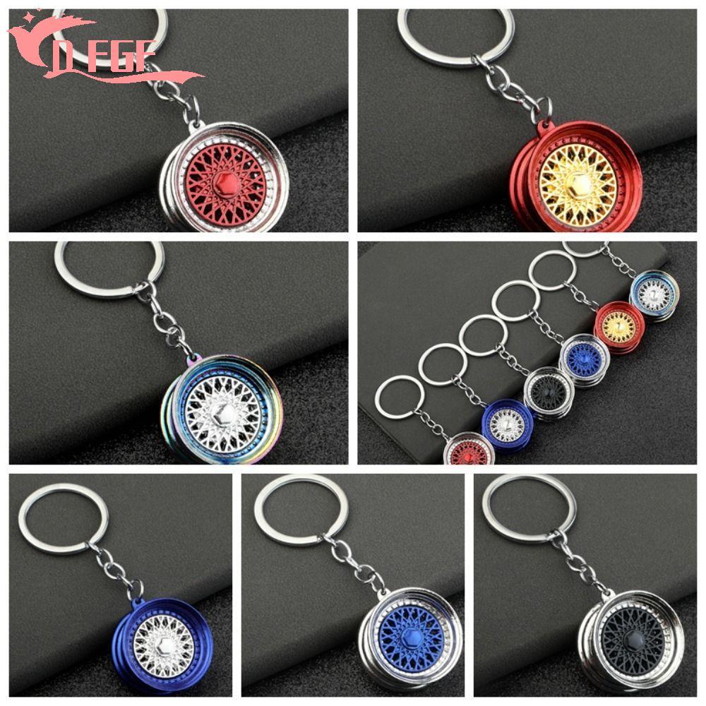DFGF Hot Wheel Rim Móc khóa, Hot Wheel Hub 3D Auto Wheel Keyring, Rim Móc khóa Hợp kim kẽm sáng tạo 