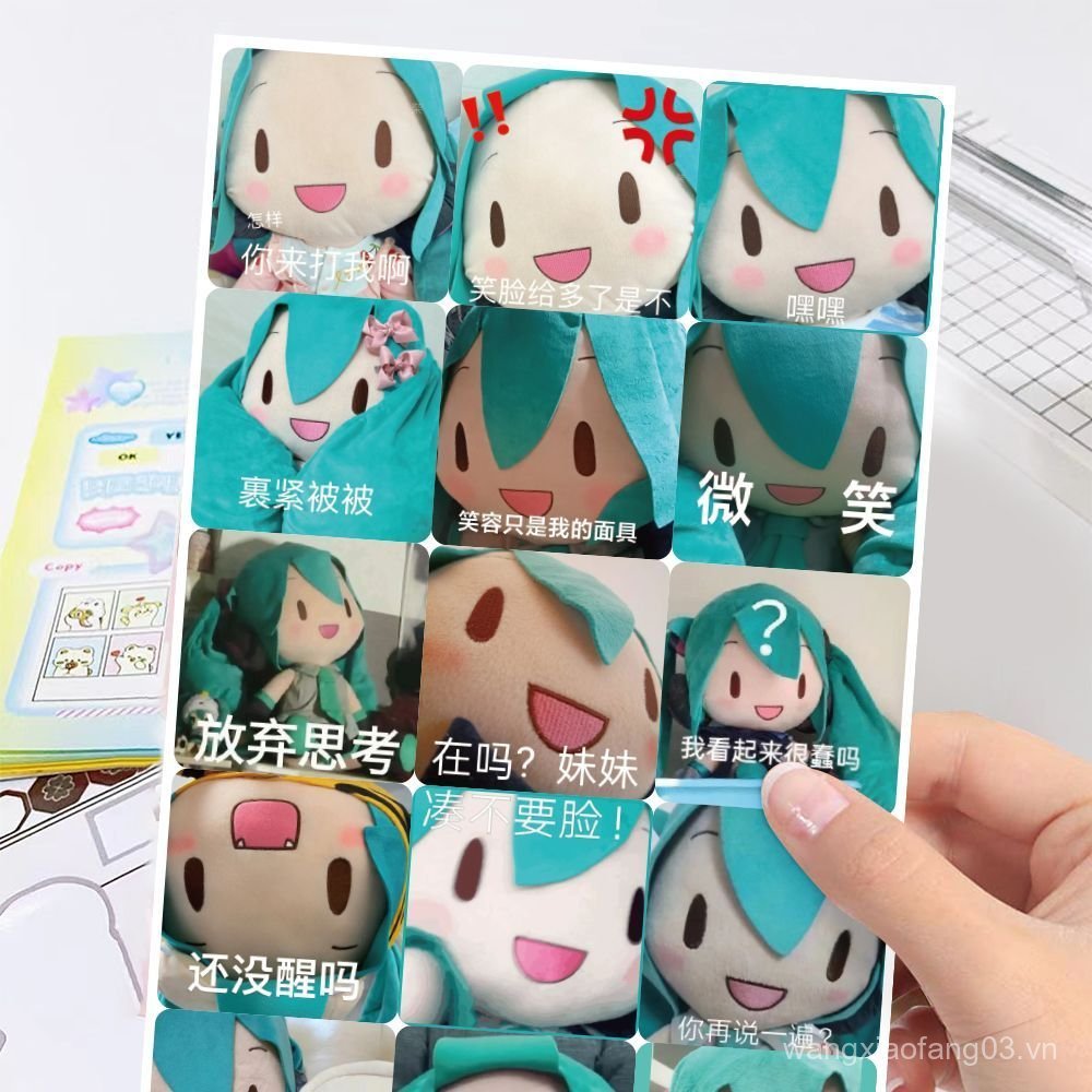 Nửa Mặc 8 Tờ Hatsune Miku Halo fufu Emoji Dán Dễ Thương Ngộ nghĩnh Vali Chống Thấm Nước Dán Tự Dính 