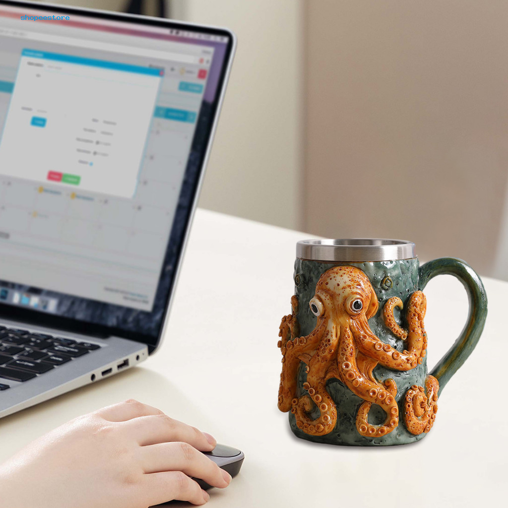 Shopeestore| Cốc chơi game Devil Octopus Glass 3d Devil Octopus Beer Mug có tay cầm xúc tu – Cthulhu