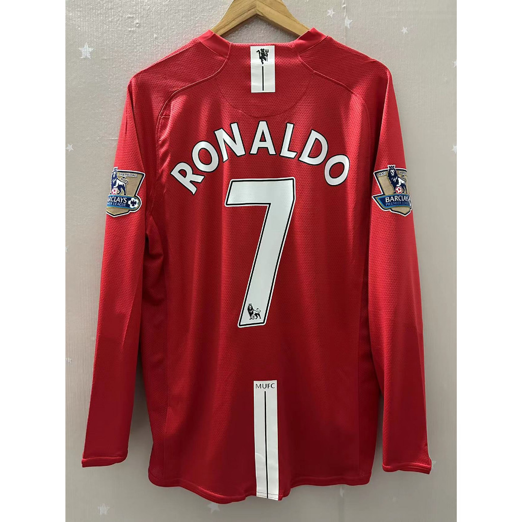 07 08 Manchester United Tay Dài Nhà Retro Áo Bóng Đá Bóng Đá ROONEY-FG001
