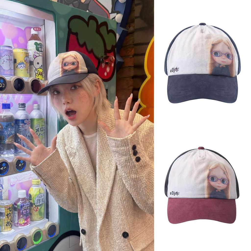 COYSEIO X BLYTHE Collaborative cute cartoon doll color-block mesh baseball cap casual duckbill cap