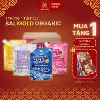  Nước Giặt Xả Túi Baligold Organic 3 Lít  1 thùng 4 túi  công nghệ Hàn Quốc Hương Thơm Dịu Nhẹ Đậm Đặc Lưu Hương Lâu 