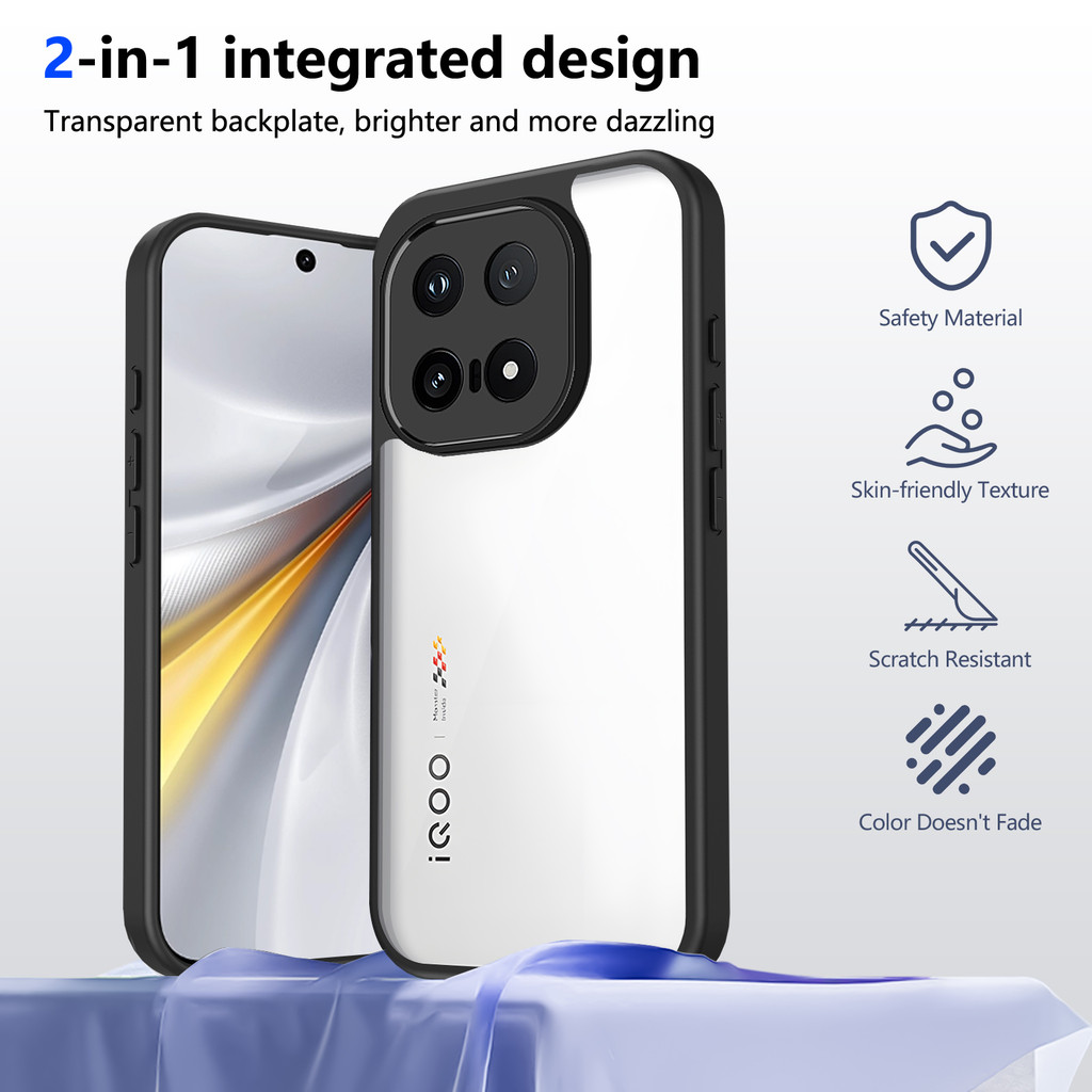Dành Cho iQOO 15 5G 2025 iQOO15 iqoo15 Ốp điện thoại Acrylic Trong Suốt Silicon Mềm Cạnh Chống Sốc Ố