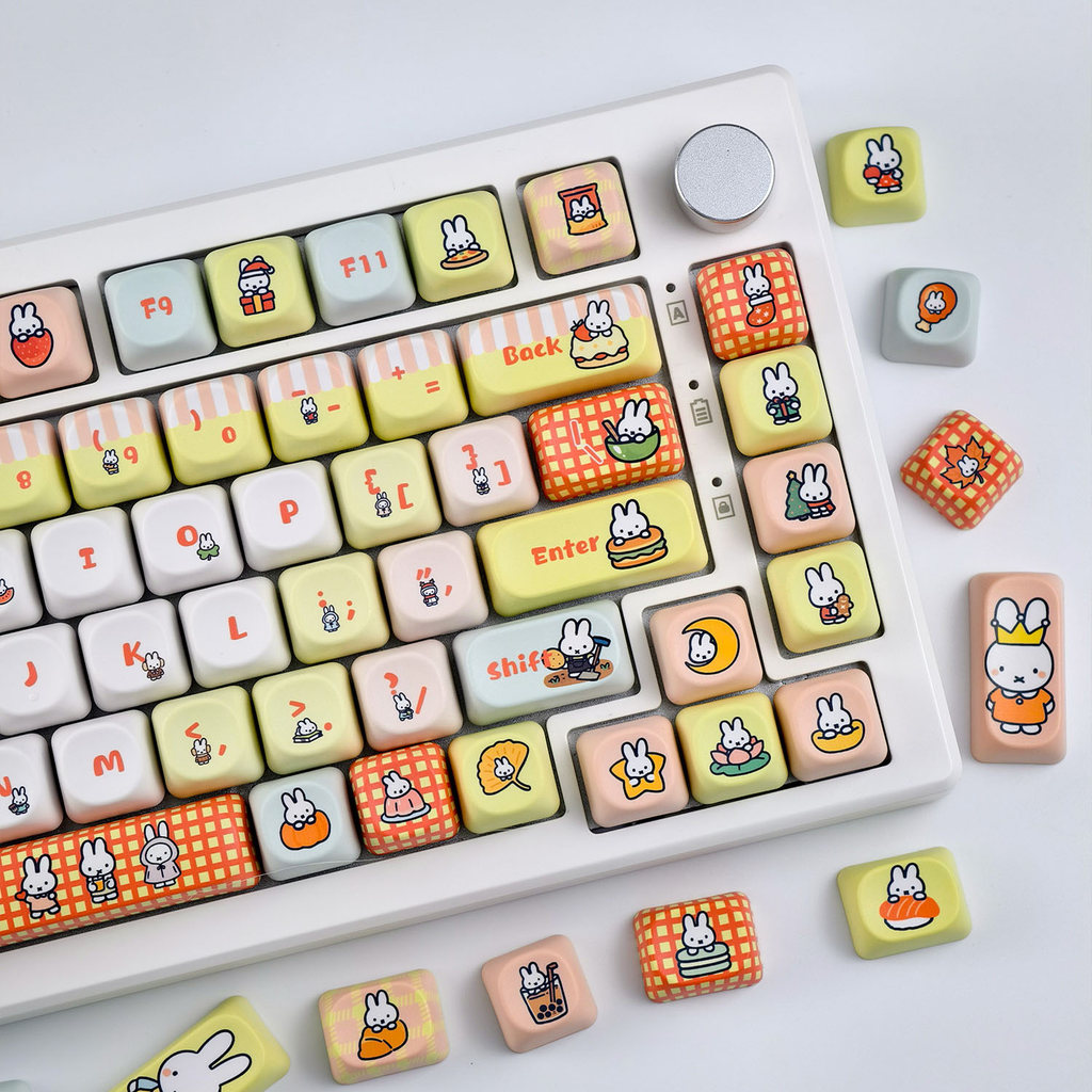 Miffy Keycap 130 Phím MOA Profile PBT Aula F75 F99 RK100 Nhuộm Thăng Hoa Cơ Keycaps Dễ Thương Nijntj