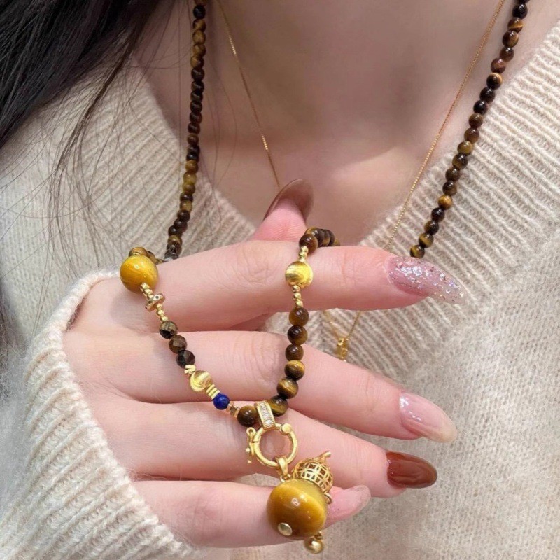 Vòng cổ đá mắt hổ tự nhiên Maill