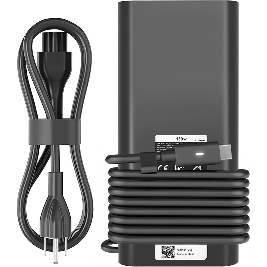 Bộ sạc máy tính xách tay USB C 130W Tương thích với Dell Precision 5570 5560 5550 5530 5760 5750 356