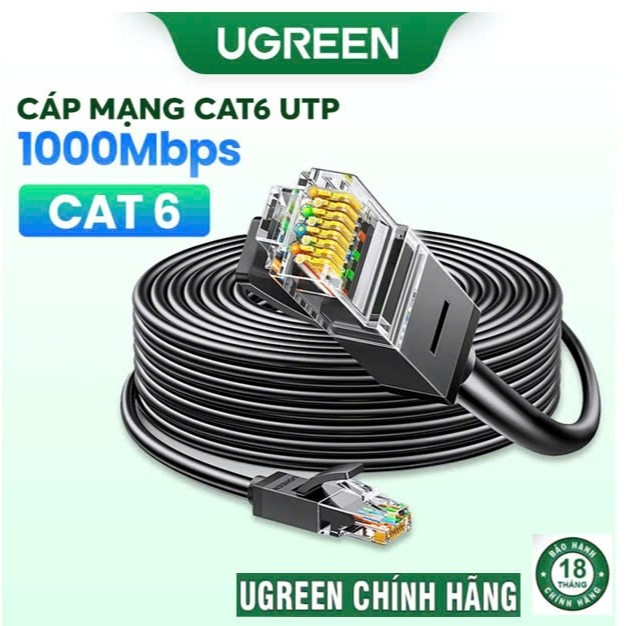 [Mã ELMS10 giảm 6% đơn 50K] Cáp mạng RJ45 Cat6 UTP Ugreen 20163 20164 20165 20166 20167 NW102