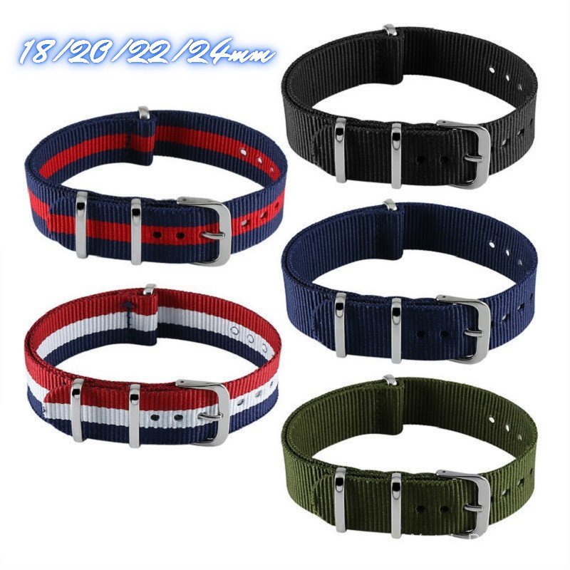 Dây đeo đồng hồ vải Nylon NATO 18 / 20 / 22 / 24mm, Phụ kiện dây đeo đồng hồ Unisex Tương thích với 