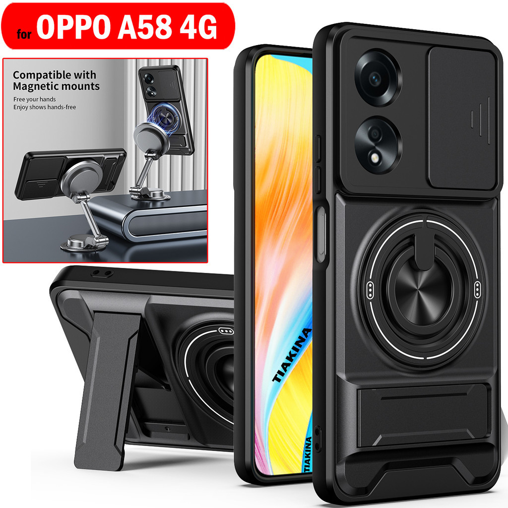 Ốp Lưng Cho OPPO A58 4G Xoay Vòng Từ Tính Giá Đỡ Cho OPPO A58 4G Ốp Lưng Có Thể Gập Lại Chân Đế Giáp