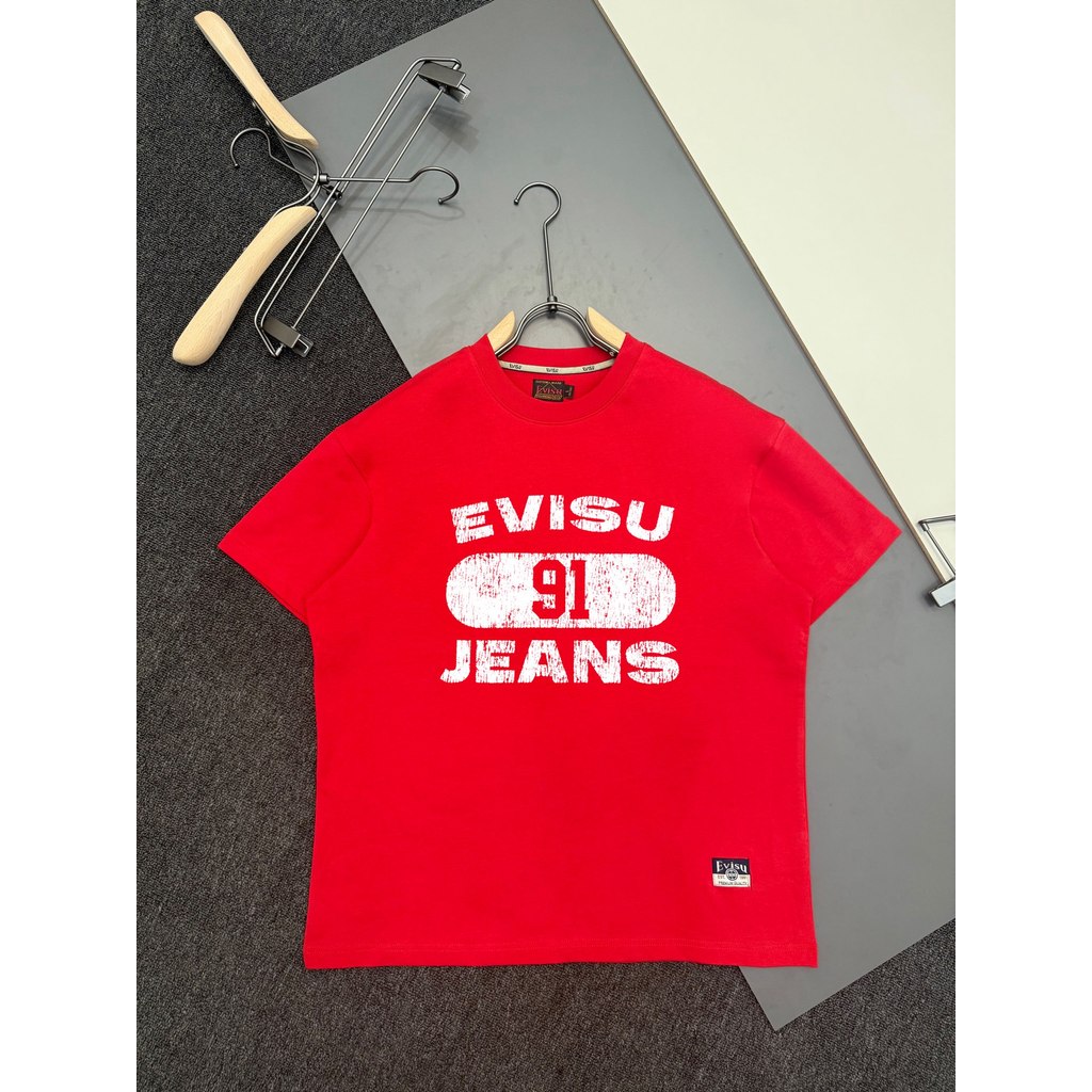 Evisu / God of Fortune 2026 Áo thun ngắn tay cổ tròn cổ điển dành cho nam nữ thể thao nhẹ nhàng Slim