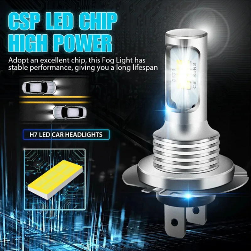2 Chiếc H7 3570 Bóng Đèn LED Siêu Sáng Đèn DRL 6000K Trắng 3000K Vàng 12000K Xanh