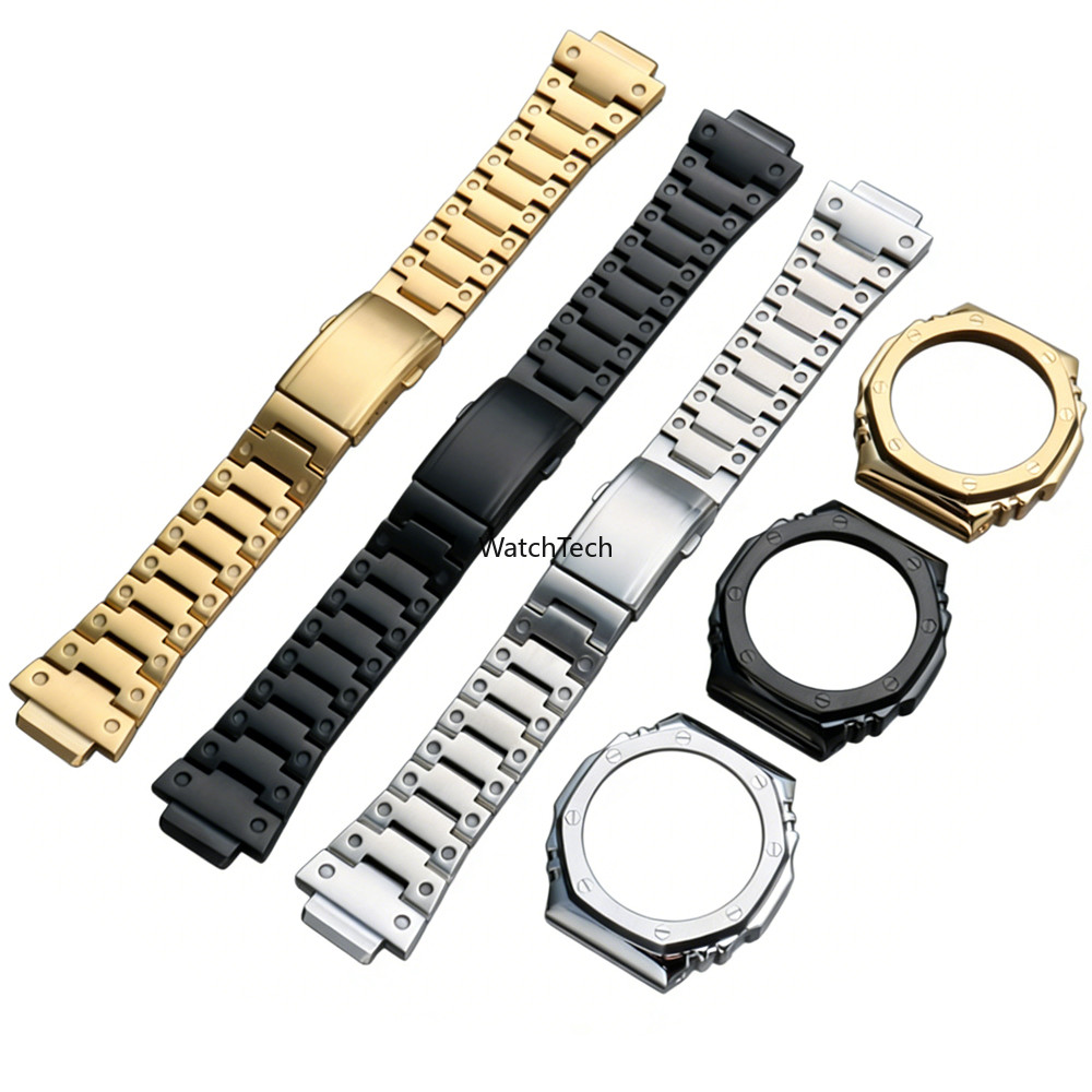 Vỏ dây đeo đồng hồ bằng kim loại bằng thép không gỉ Tái trang bị cho Casio G Shock GA-2100 GA-2110