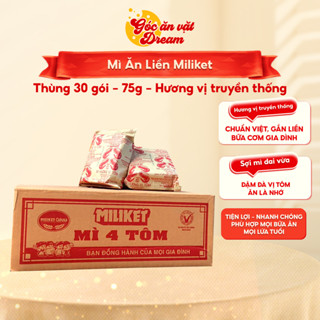  Mì Tôm Miliket 4 Tôm | Mì Gói Truyền Thống | Gói 75g Thùng 30 