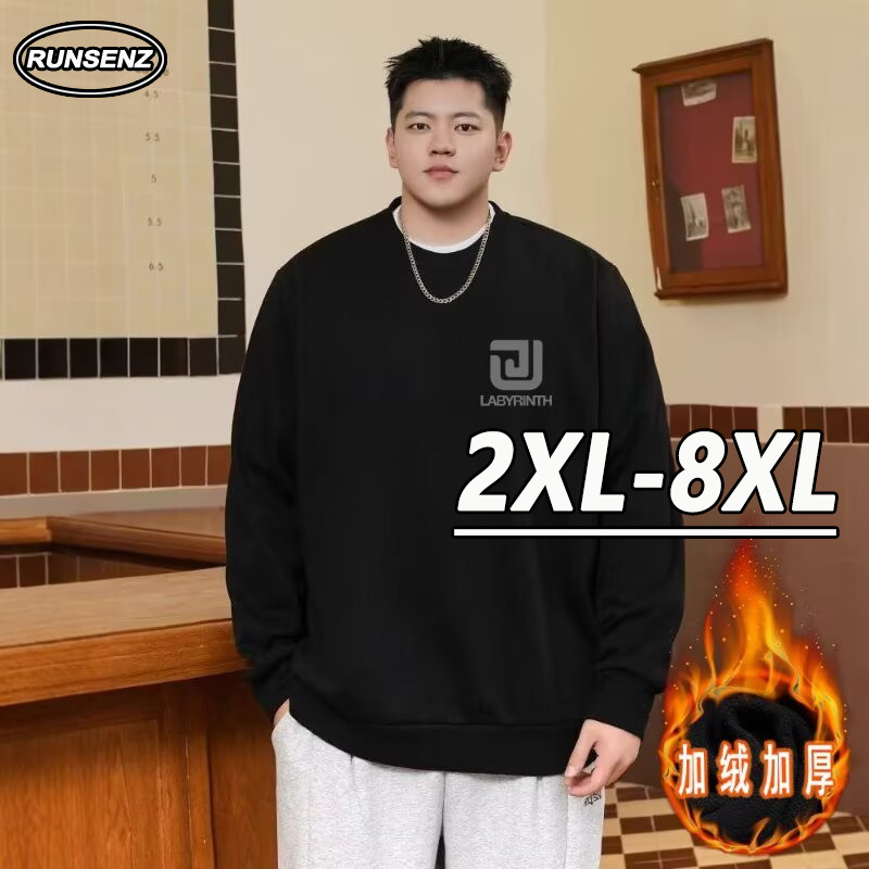 2XL-8XL Áo Cotton Cao Cấp Nam Plus Size Áo Thun Dài Tay Nhân Quả