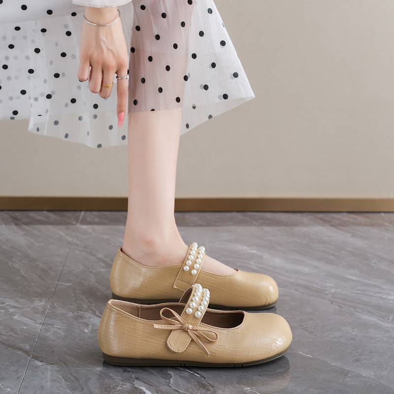 Giày Nữ Yongge 666-8 Mary Jane Giày Velcro Pháp Flat Peas