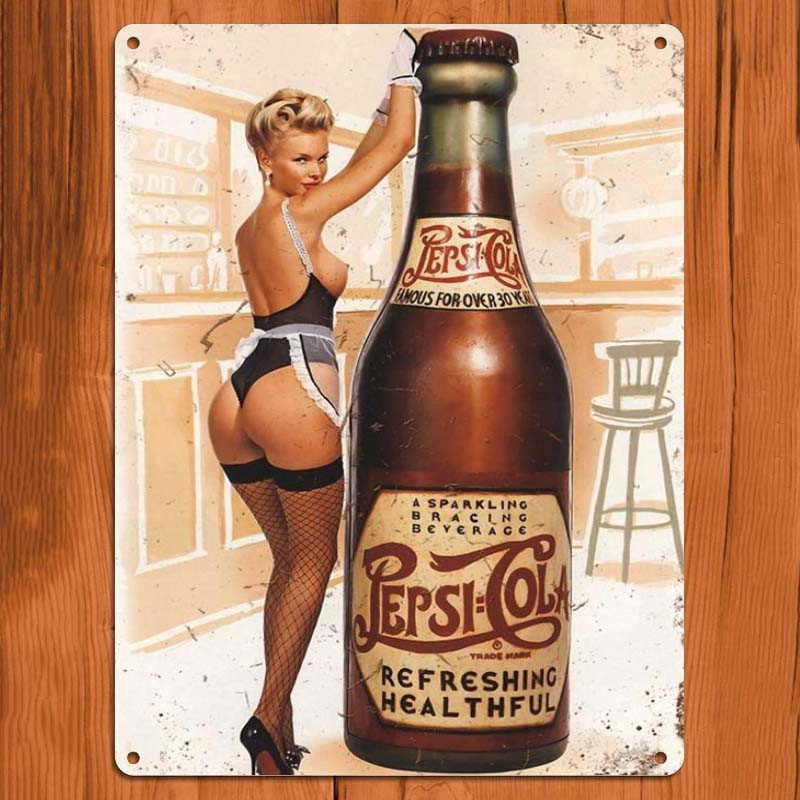 Pesi Cola Pin Up Cũ Tranh Kim Loại Tín Hiệu Nghệ Thuật Poster Tranh Nghệ Thuật GI02