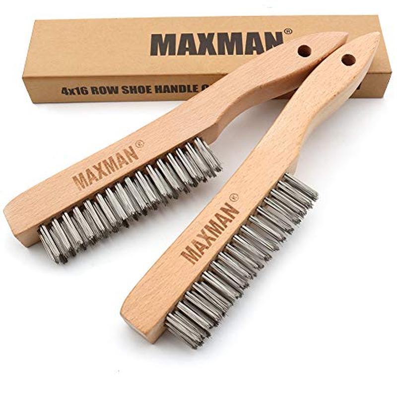Bàn chải dây MAXMAN, Bàn chải dây thép không gỉ hạng nặng để làm sạch rỉ sét, Bàn chải nướng, Bàn ch