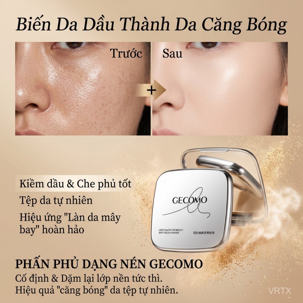 GECOMO Phấn Phủ Kiềm Dầu Mịn Lụa
