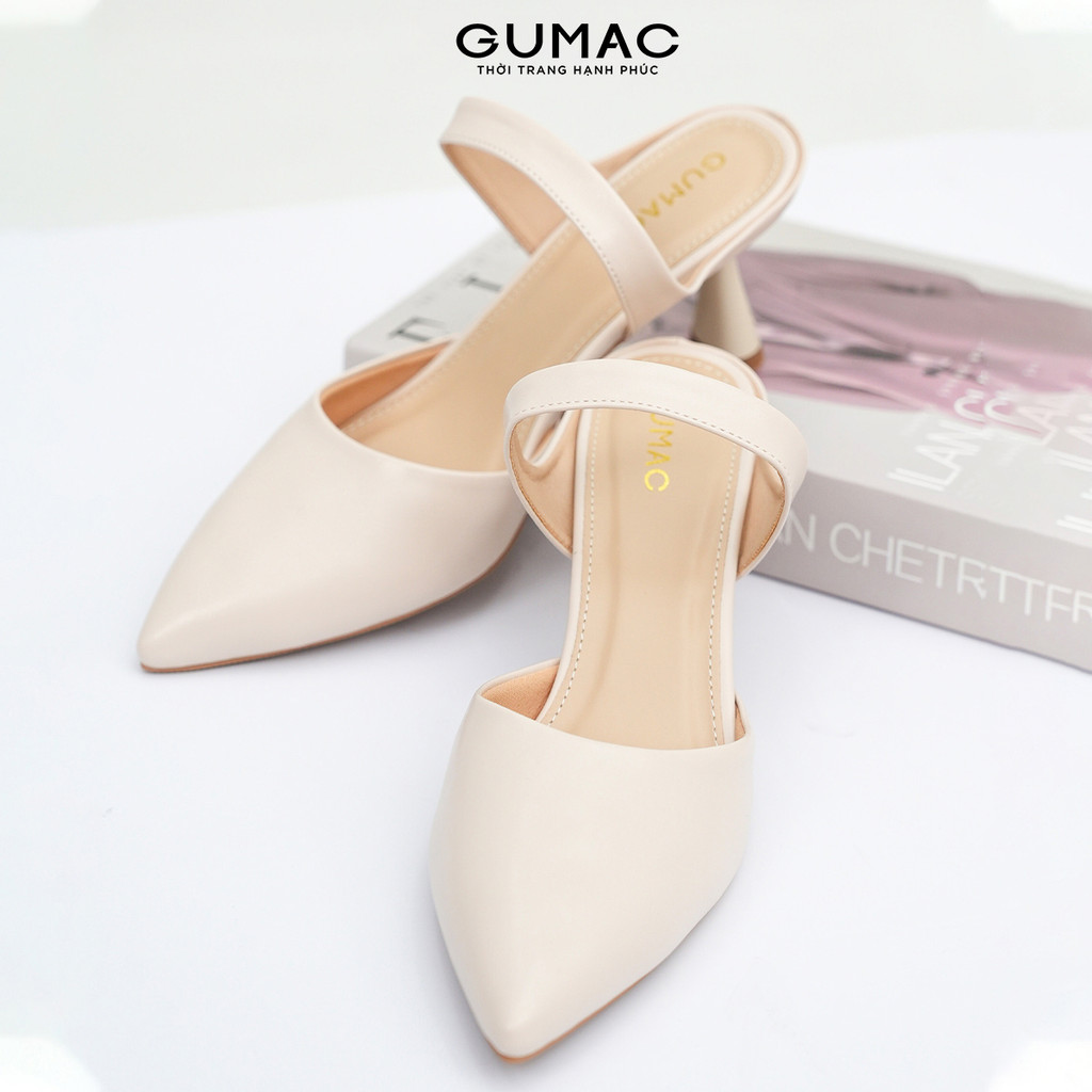 Giày sục nữ GUMAC cao gót phối dây cách điệu GE04059