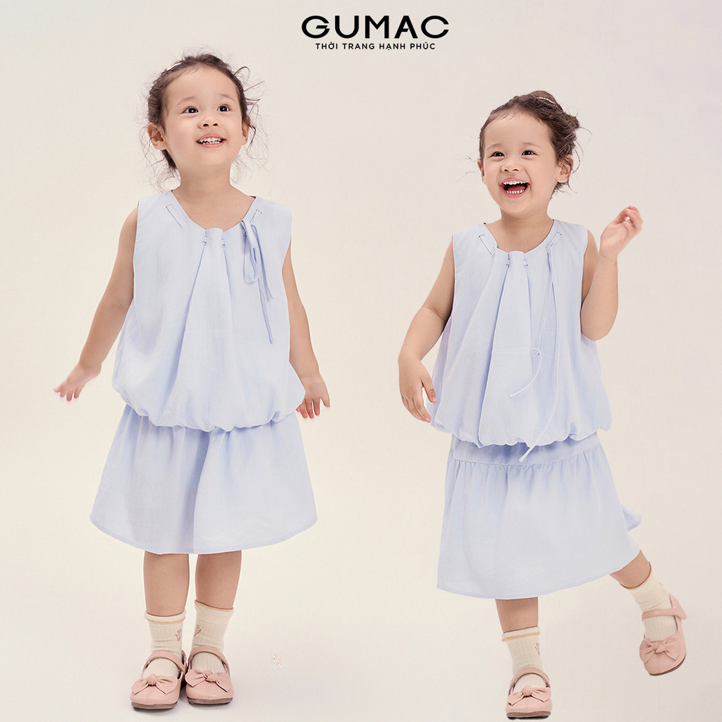 Set lẻ Áo kid kiểu GUMAC form bí AKG04028 - Chan váy kid GUMAC dáng A xòe 2 tầng nhún VKG04027