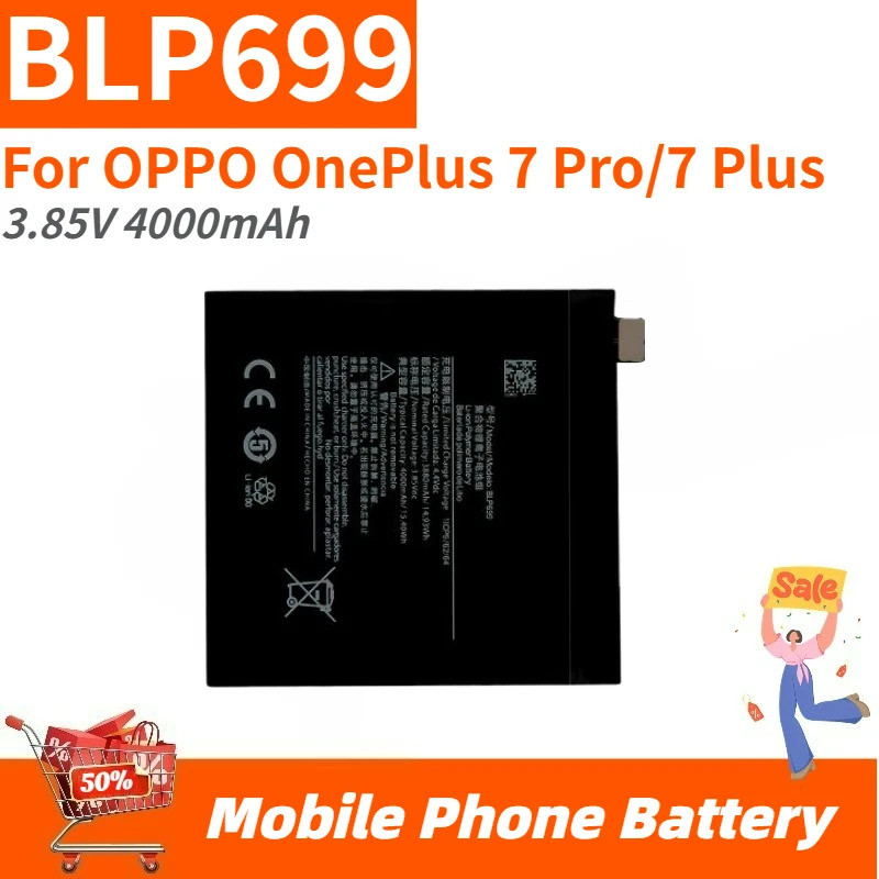 Pin điện thoại di động BLP699 chất lượng cao 3.85V 4000mAh cho OPPO OnePlus 7 Pro / 7 Plus Pin thay 