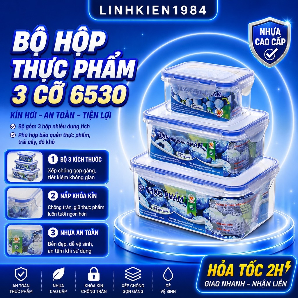 Bộ 3 Hộp Đựng Thực Phẩm Nhựa Việt Nhật 6530