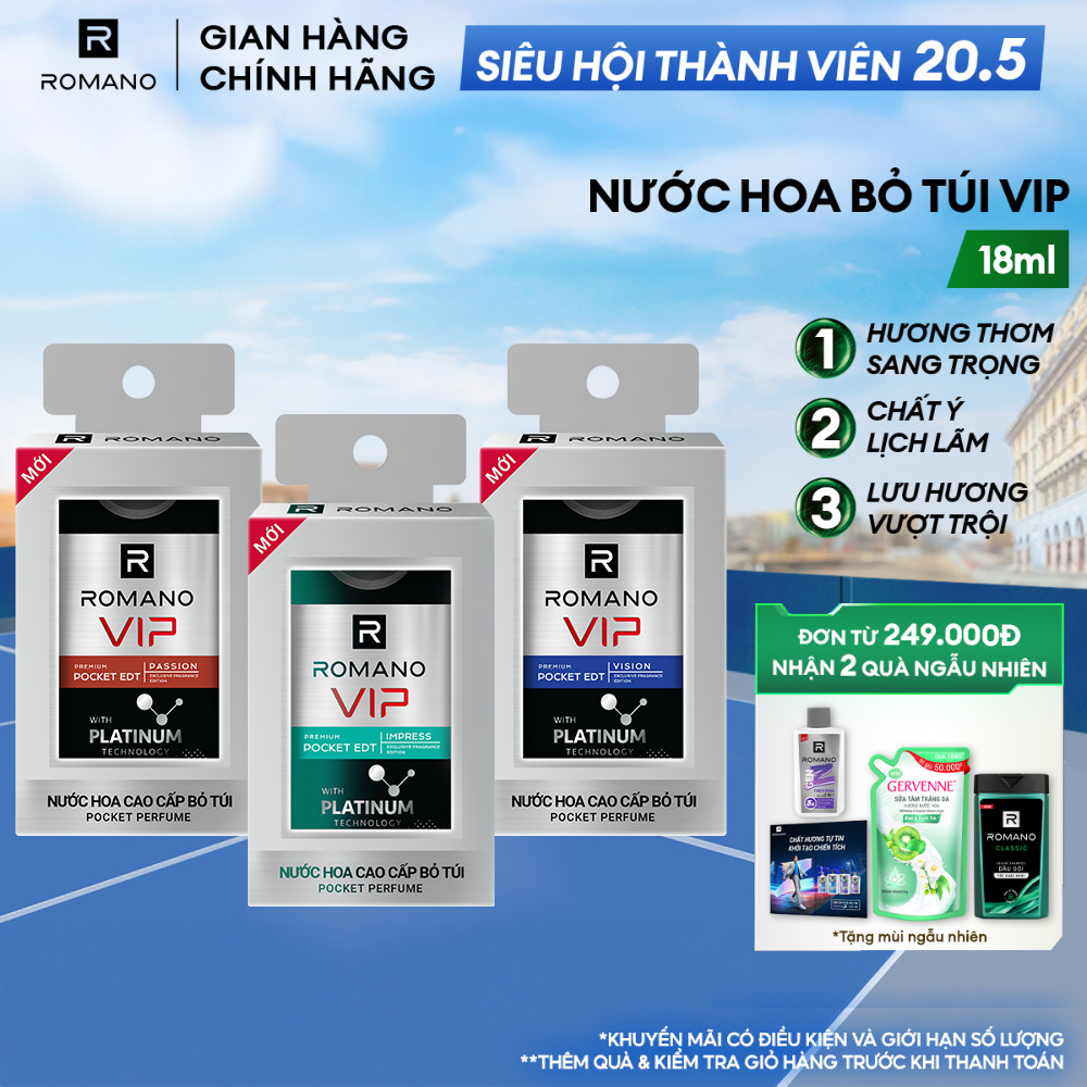 Nước hoa bỏ túi cao cấp Romano VIP Passion / Vision / Impress 18ml