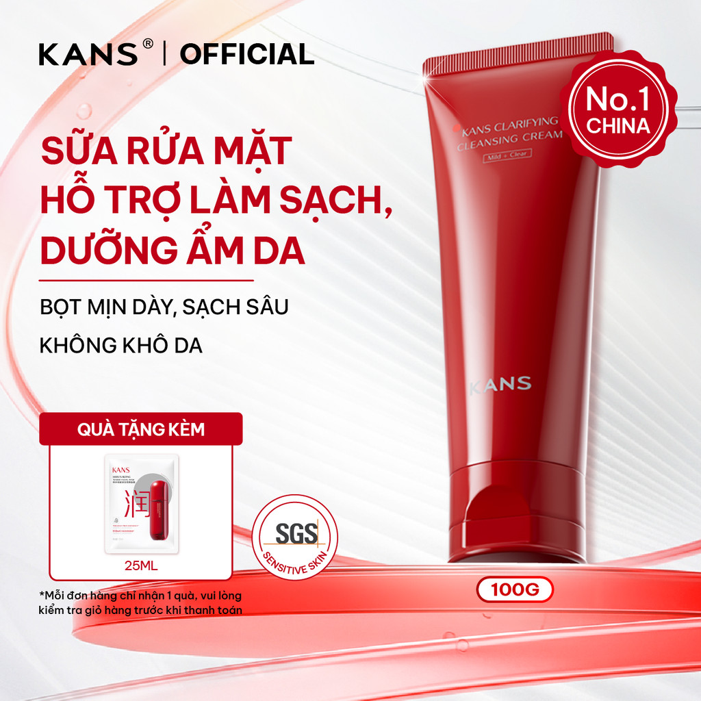 KANS Sữa Rửa Mặt Đỏ giúp Làm Sạch Sâu, Dịu Nhẹ, Cấp Ẩm Mờ nếp nhăn phù hợp mọi loại da Clarifying Cl